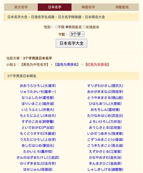 日本男名字大全|日本名字產生器：逾7億個名字完整收錄 